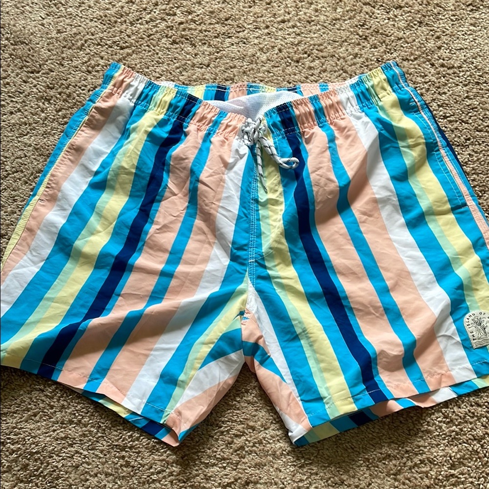 Blue and Yellow Quick-Dry Swim Trunks
